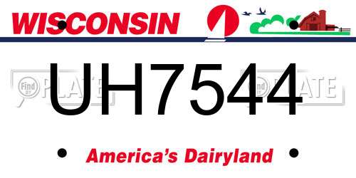 UH7544 Wisconsin License Plate
