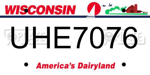 UHE7076 Wisconsin License Plate