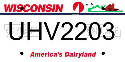 UHV2203 Wisconsin License Plate
