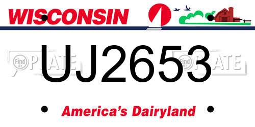 UJ2653 Wisconsin License Plate