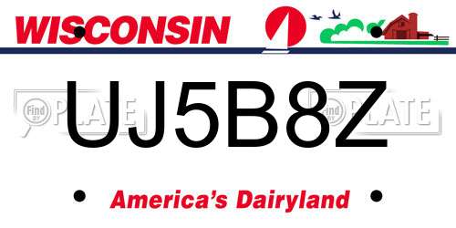 UJ5B8Z Wisconsin License Plate