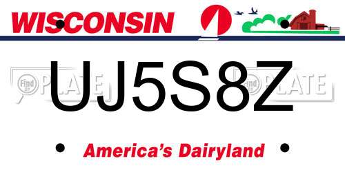 UJ5S8Z Wisconsin License Plate