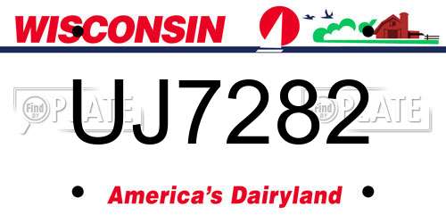 UJ7282 Wisconsin License Plate