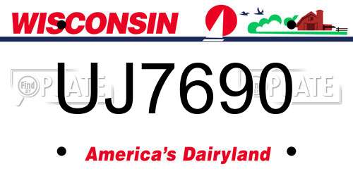 UJ7690 Wisconsin License Plate