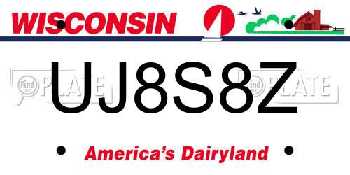 UJ8S8Z Wisconsin License Plate