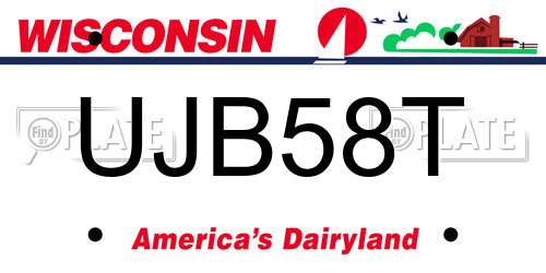 UJB58T Wisconsin License Plate