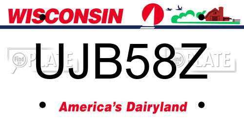 UJB58Z Wisconsin License Plate