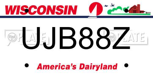 UJB88Z Wisconsin License Plate