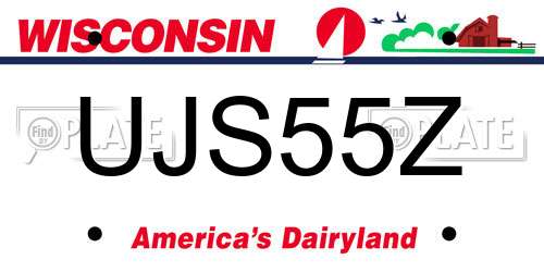 UJS55Z Wisconsin License Plate
