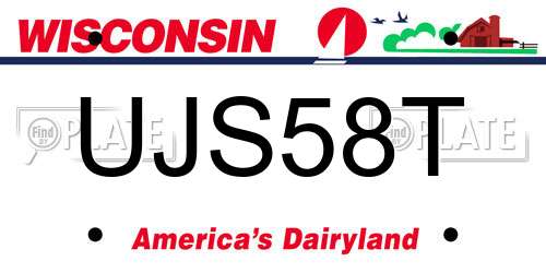 UJS58T Wisconsin License Plate