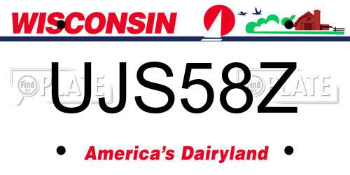 UJS58Z Wisconsin License Plate