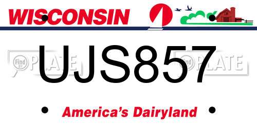 UJS857 Wisconsin License Plate