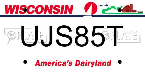 UJS85T Wisconsin License Plate