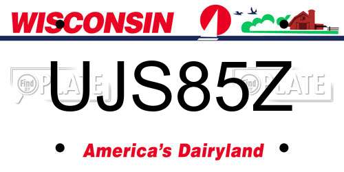 UJS85Z Wisconsin License Plate