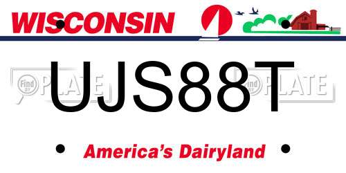 UJS88T Wisconsin License Plate