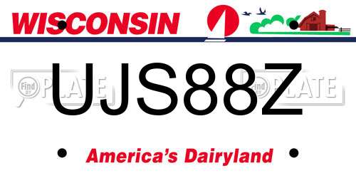UJS88Z Wisconsin License Plate