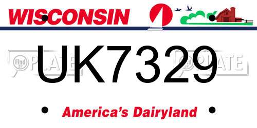 UK7329 Wisconsin License Plate