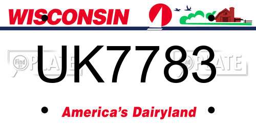 UK7783 Wisconsin License Plate