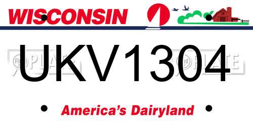 UKV1304 Wisconsin License Plate