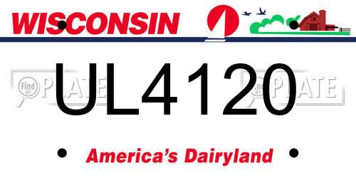 UL4120 Wisconsin License Plate
