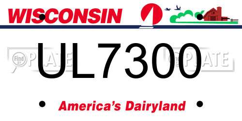 UL7300 Wisconsin License Plate