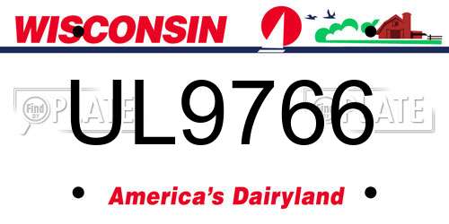 UL9766 Wisconsin License Plate
