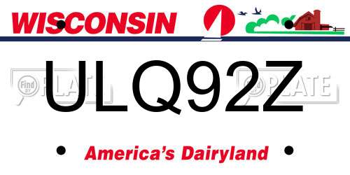 ULQ92Z Wisconsin License Plate