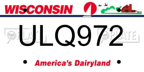 ULQ972 Wisconsin License Plate