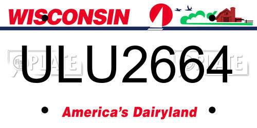 ULU2664 Wisconsin License Plate