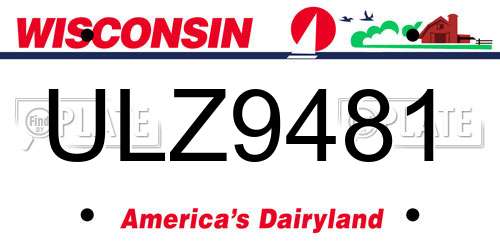 ULZ9481 Wisconsin License Plate
