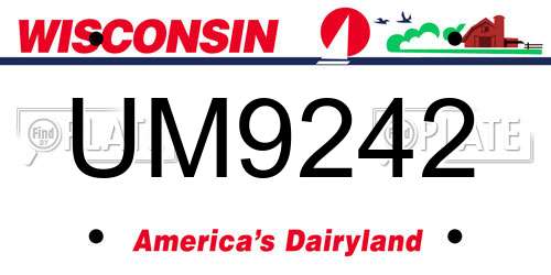 UM9242 Wisconsin License Plate