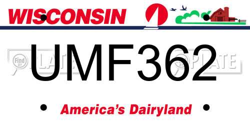 UMF362 Wisconsin License Plate