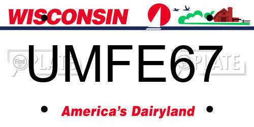 UMFE67 Wisconsin License Plate