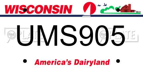 UMS905 Wisconsin License Plate