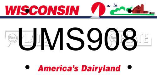 UMS908 Wisconsin License Plate