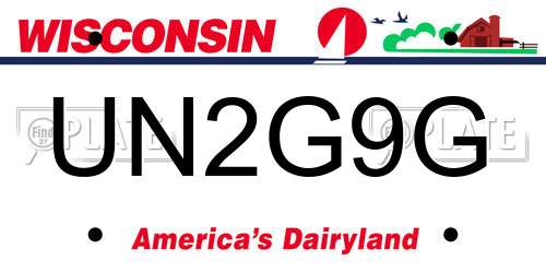 UN2G9G Wisconsin License Plate