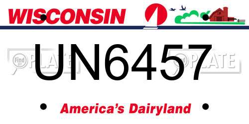UN6457 Wisconsin License Plate