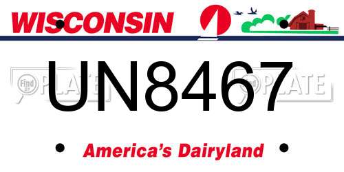 UN8467 Wisconsin License Plate