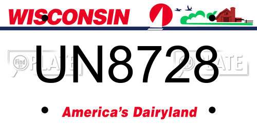 UN8728 Wisconsin License Plate