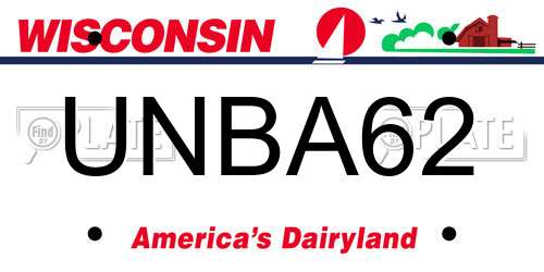 UNBA62 Wisconsin License Plate