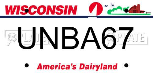 UNBA67 Wisconsin License Plate