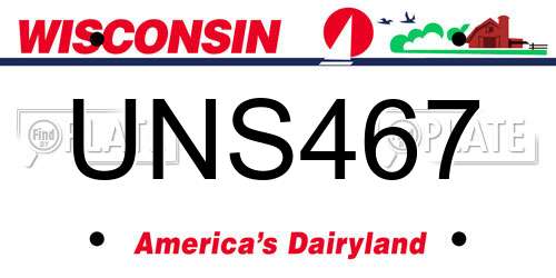 UNS467 Wisconsin License Plate
