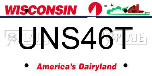 UNS46T Wisconsin License Plate