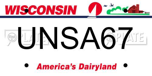 UNSA67 Wisconsin License Plate