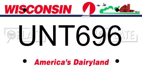 UNT696 Wisconsin License Plate