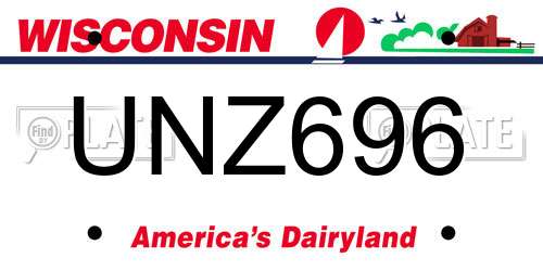 UNZ696 Wisconsin License Plate