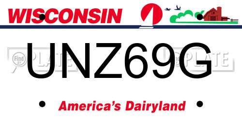 UNZ69G Wisconsin License Plate