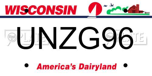 UNZG96 Wisconsin License Plate