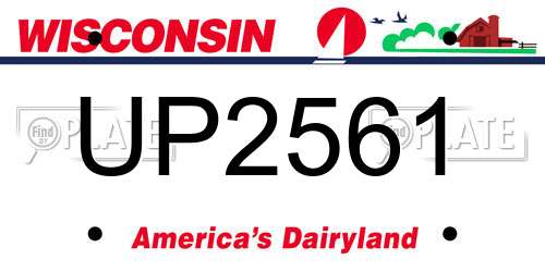 UP2561 Wisconsin License Plate