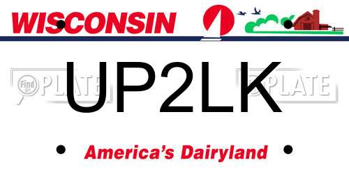 UP2LK Wisconsin License Plate